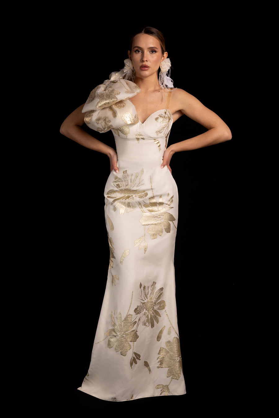 Golden Blossom Couture Gown