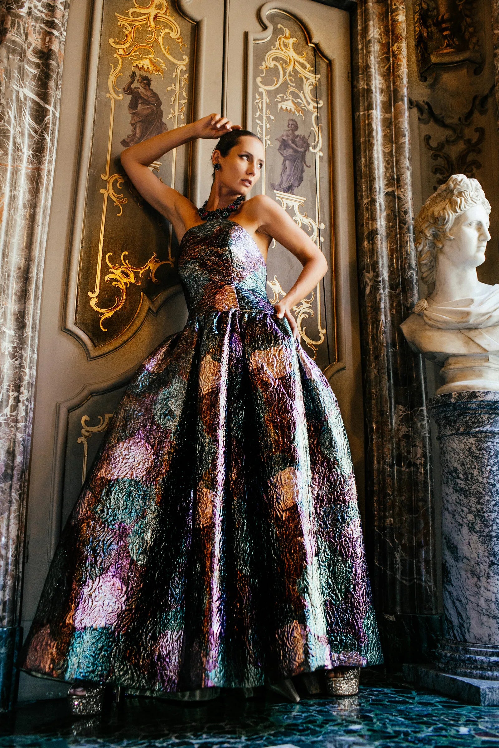 Ivory Whisper Embroidered Couture Gown by Maison Hanan
