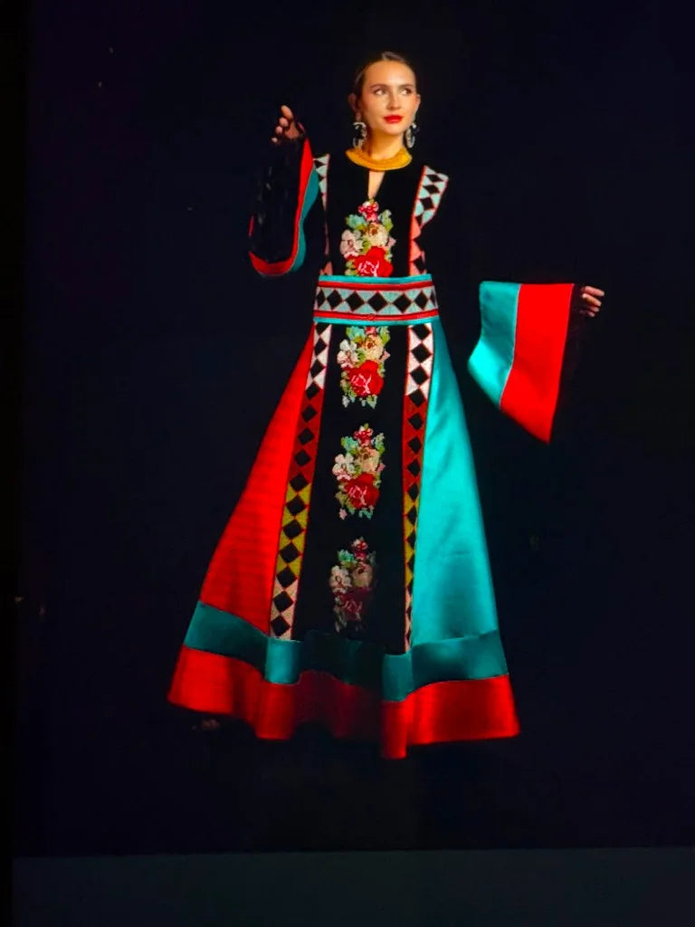Turquoise Floral Geometric Abaya