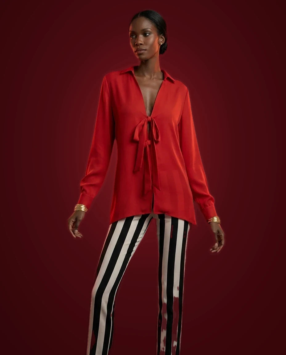 Scarlet Tie Shirt Set by LOVE by Hanan Bakri
