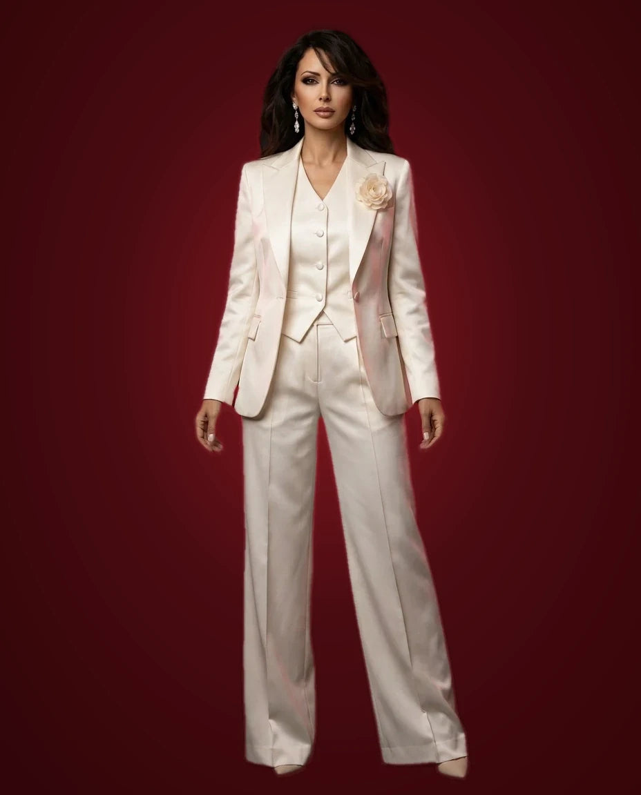 Pearl Ivory Power Suit by LOVE by Hanan Bakri