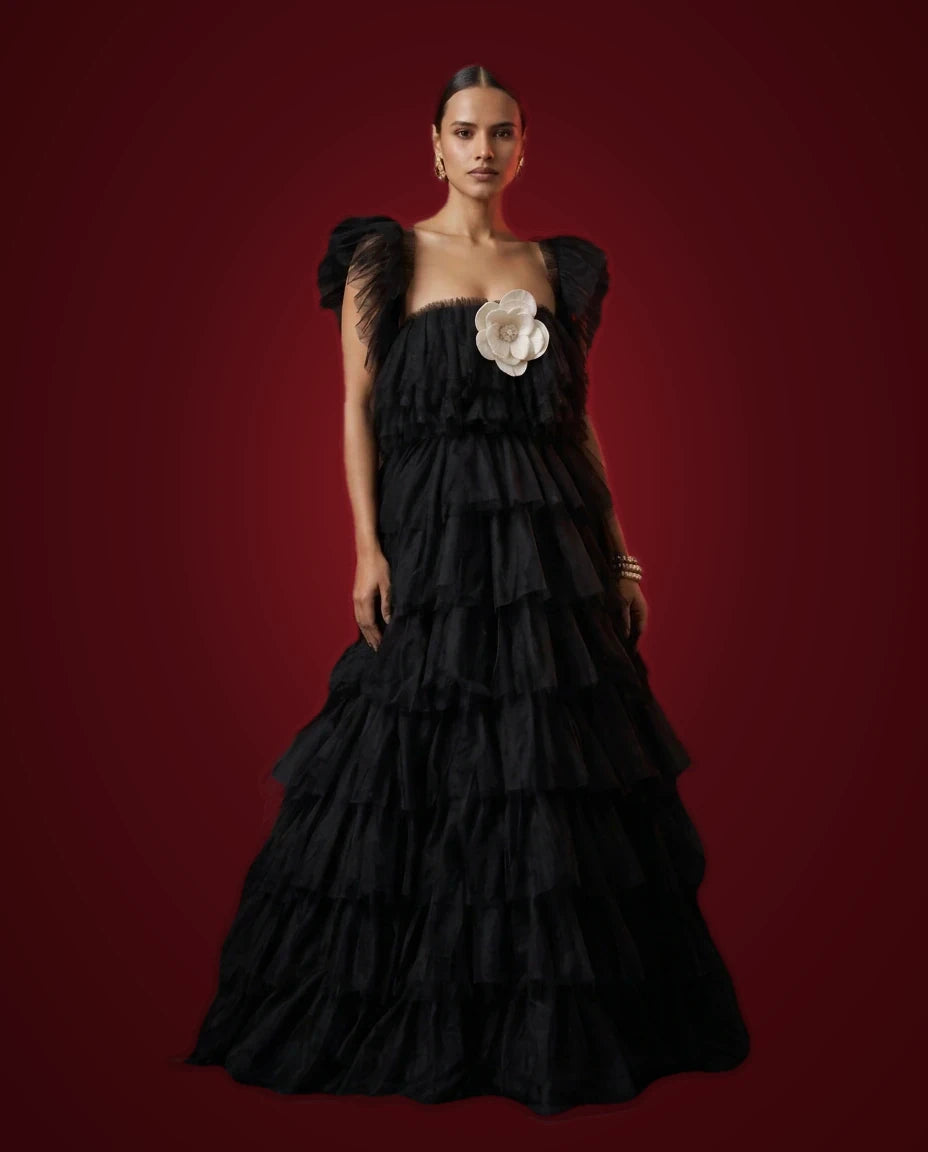 Black Tulle Bloom Gown by LOVE by Hanan Bakri