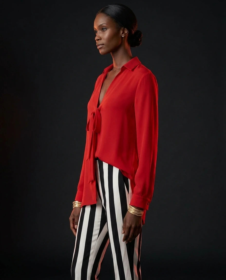 Scarlet Tie Shirt Set by LOVE by Hanan Bakri, view 2
