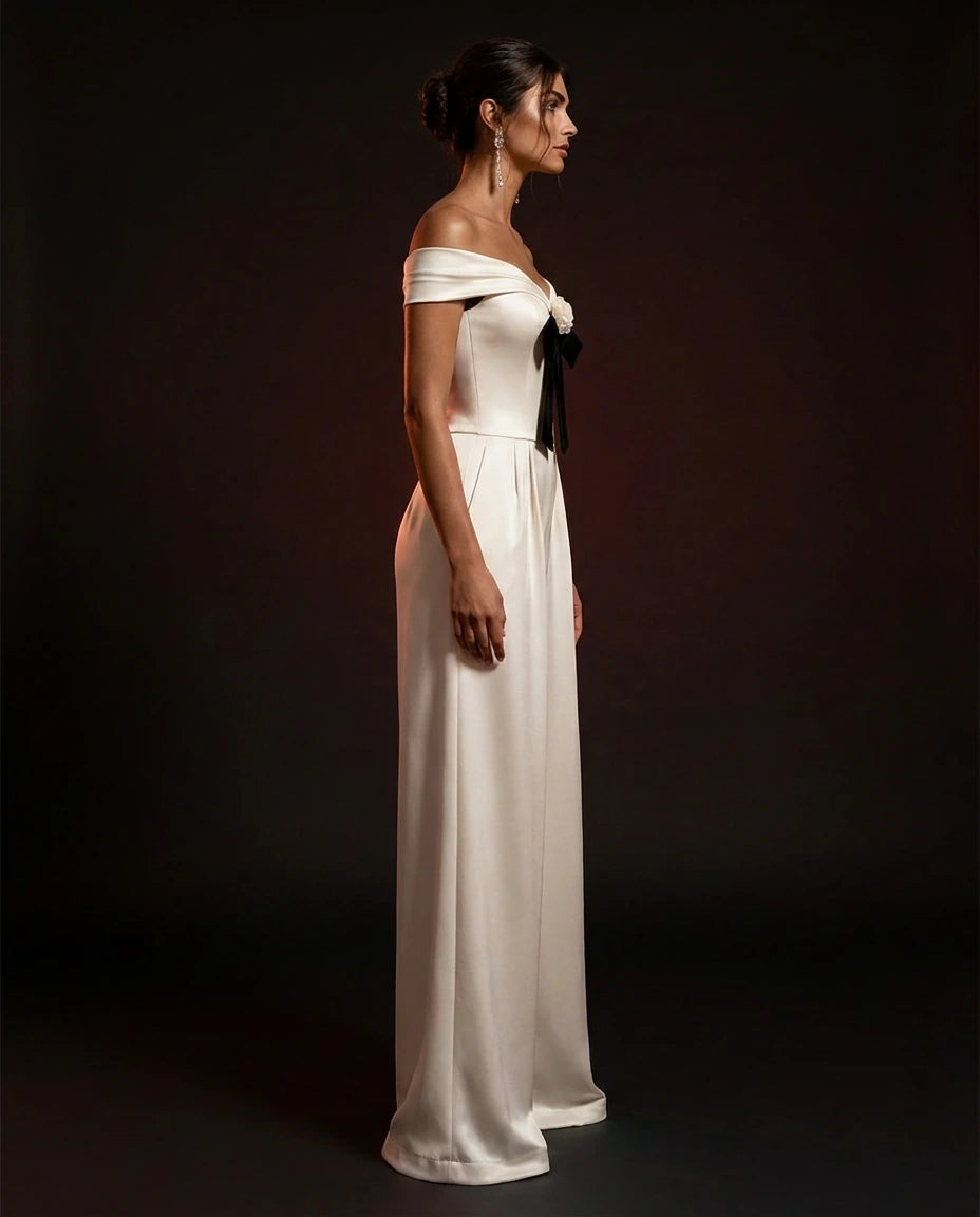 Ivory Ribbon Jumpsuit by LOVE by Hanan Bakri, view 2