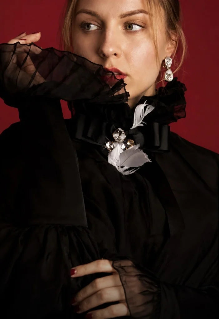 Crystal Feather Ruffle Blouse by LOVE by Hanan Bakri, view 2