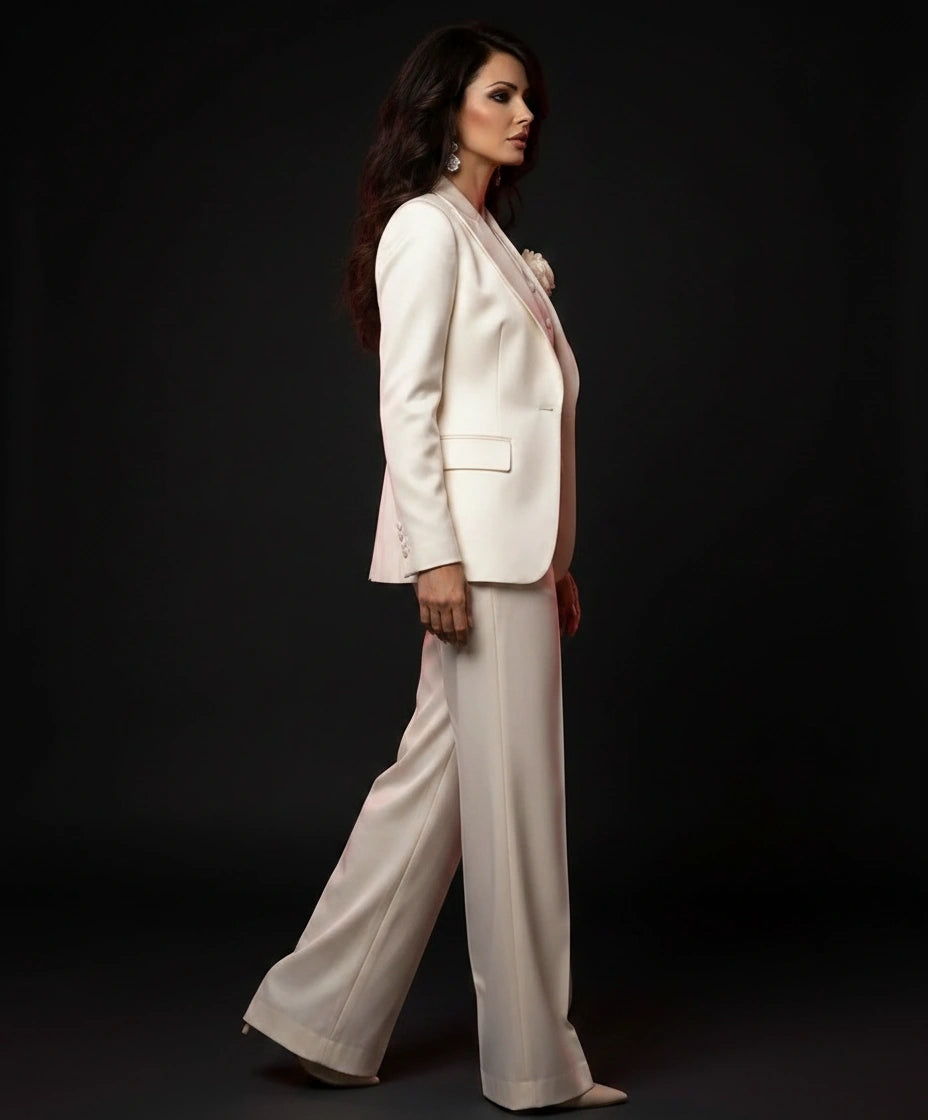 Pearl Ivory Power Suit by LOVE by Hanan Bakri, view 3