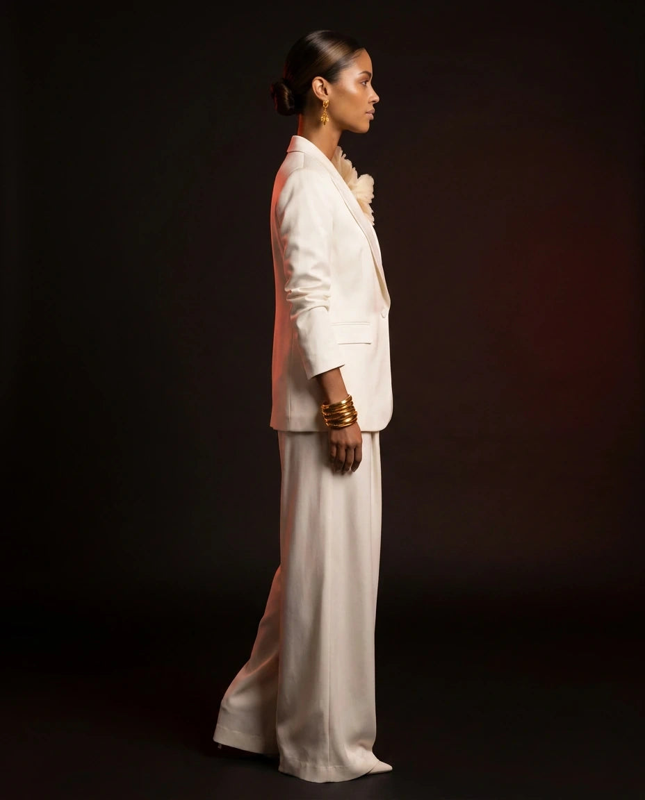 Ivory Flower Suit by LOVE by Hanan Bakri, view 3