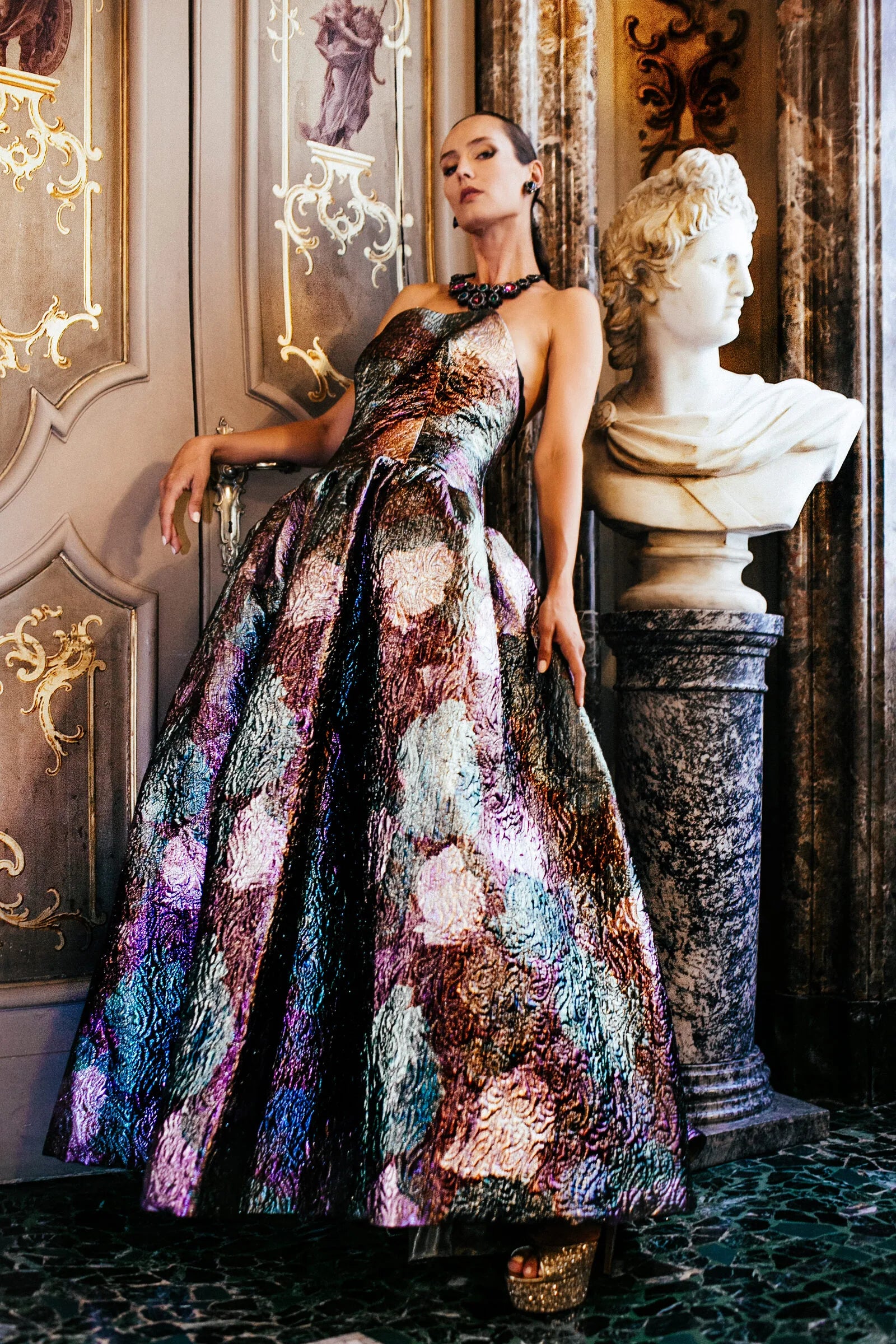 Ivory Whisper Embroidered Couture Gown by Maison Hanan, view 3