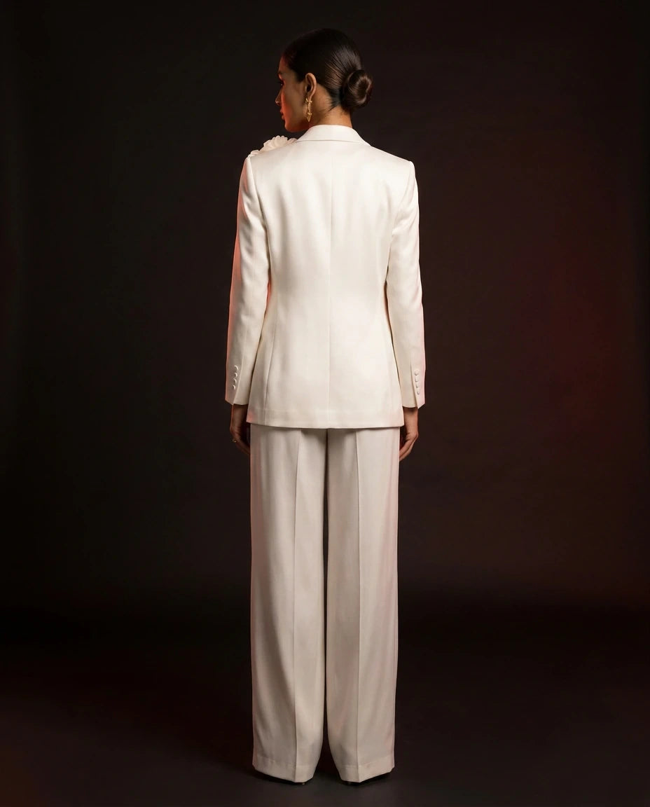 Ivory Flower Suit by LOVE by Hanan Bakri, view 4