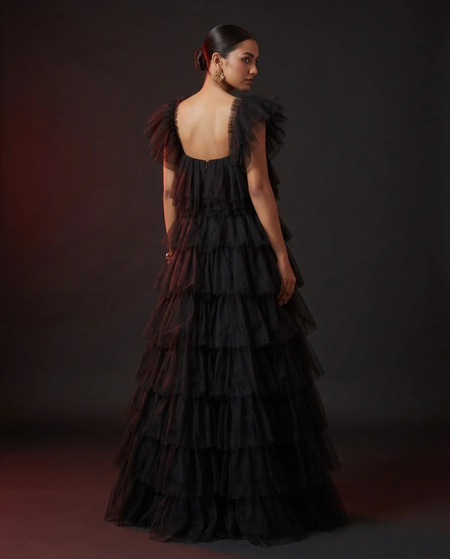 Black Tulle Bloom Gown by LOVE by Hanan Bakri, view 4