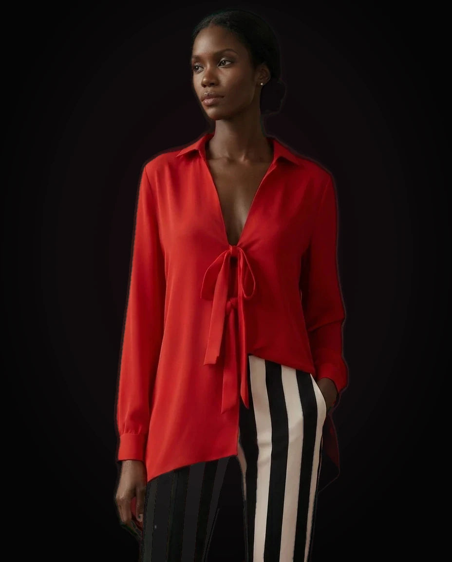 Scarlet Tie Shirt Set by LOVE by Hanan Bakri, view 5
