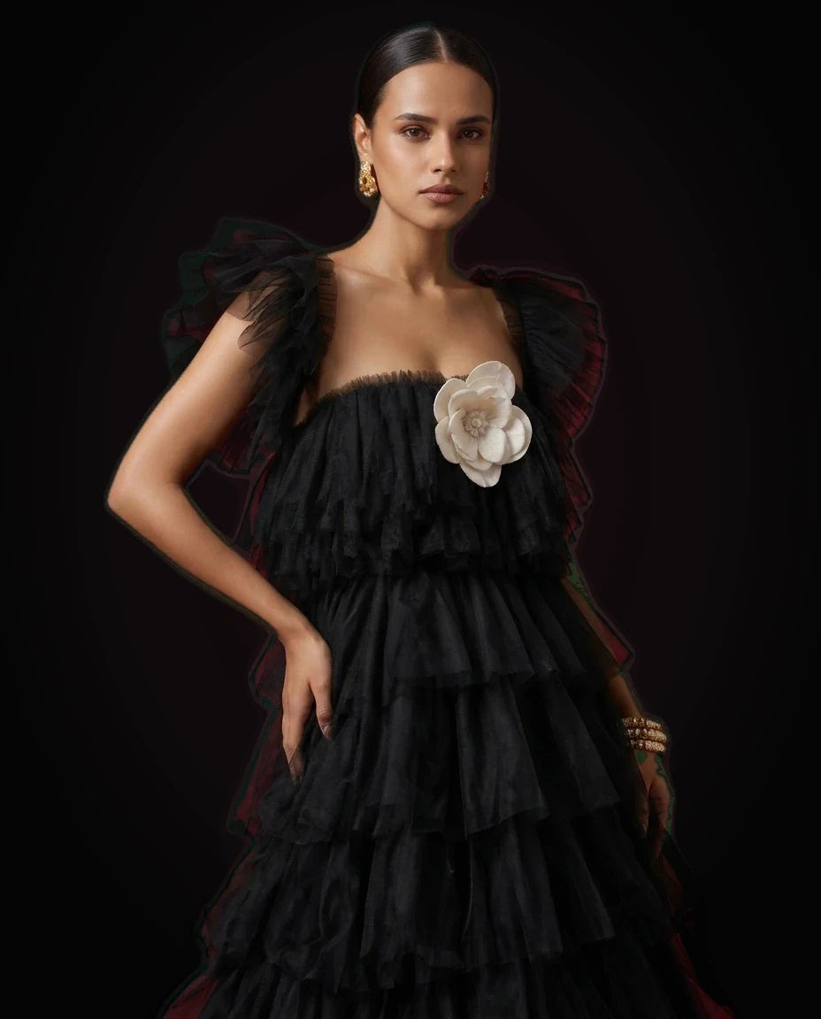 Black Tulle Bloom Gown by LOVE by Hanan Bakri, view 5